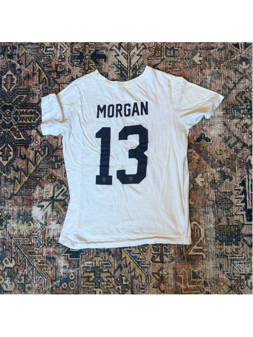 Women's Nike USA Soccer Morgan 13 Graphic Tee White Navy Size XL - Picture 2 of 3